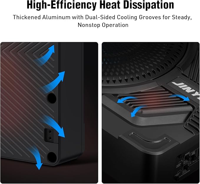 10" 1200W Under Seat Subwoofers with Amp, Class D MOSFET Amp & Efficient Heat Dissipation Design, Independent Control for Low-Pass Filter/Gain/Bass Boost, Suitable for Trucks/SUVs/Jeeps/MPVs
