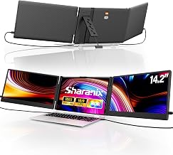 Laptop Screen Extender, 14.2" FHD 1080P Triple Portable Monitor for Laptop with Smart Adjustment Button, USB-C/HDMI Plug and Play Monitor Extender for Wins/Mac/Android/Switch, Fit 13-17" Laptops - Image 1