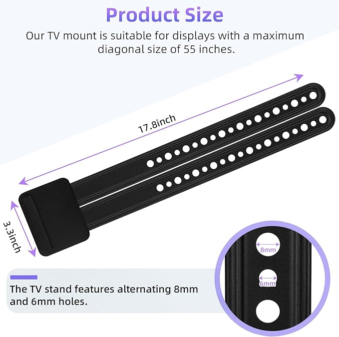 TV Mount for MeetUp HD Video and Audio Conferencing Systems Compatible with Logitech Features Alternating 6mm and 8mm Holes Maximum Size: 55 inches (Diagonal Measurement)
