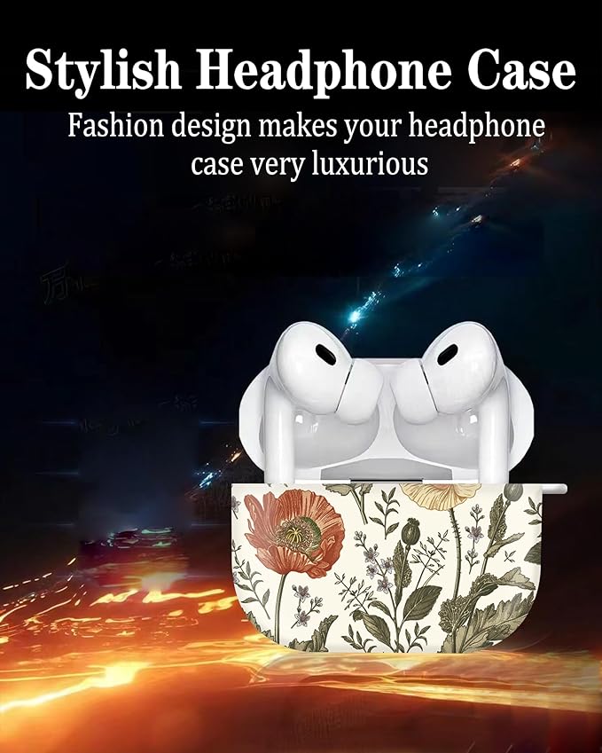 Compatible with Airpod pro 2nd/1st Generation Case Cover with Gold Round Keychain Cute Pattern Hard & Anti Slip Cover for Men Women & Girls (Cute Flower)