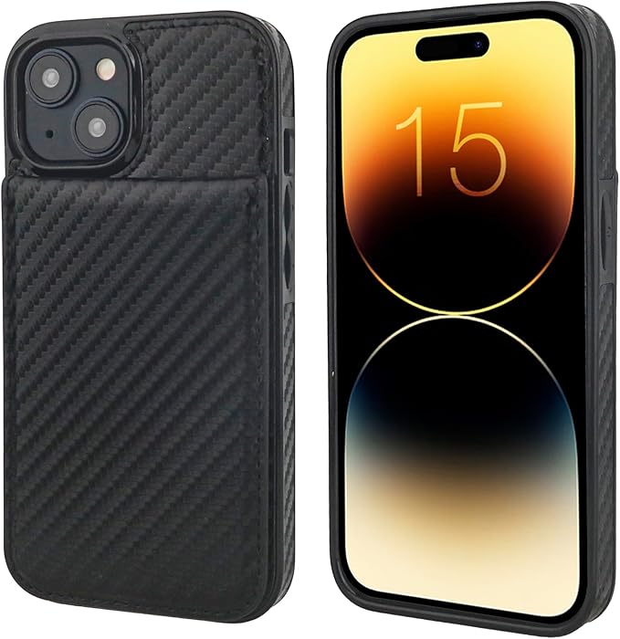KIHUWEY Compatible with iPhone 15 Case Wallet with Credit Card Holder, Flip Premium Leather Magnetic Clasp Kickstand Heavy Duty Protective Cover for iPhone 15 6.1 Inch (Carbon Black)