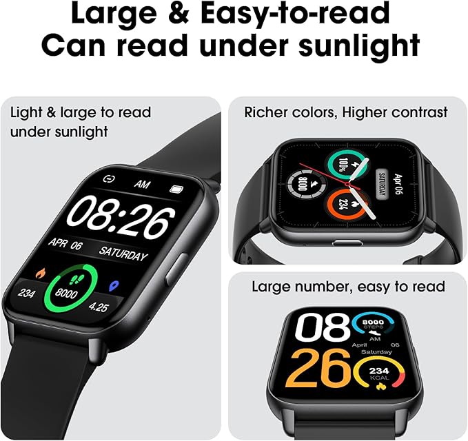 Smart Watch (Answer/Make Call) for Women Men, Fitness Tracker with Heart Rate, Blood Oxygen, Sleep Tracker, IP68 Waterproof Fitness Watch Step Calorie Counter Pedometer Compatible iPhone & Android