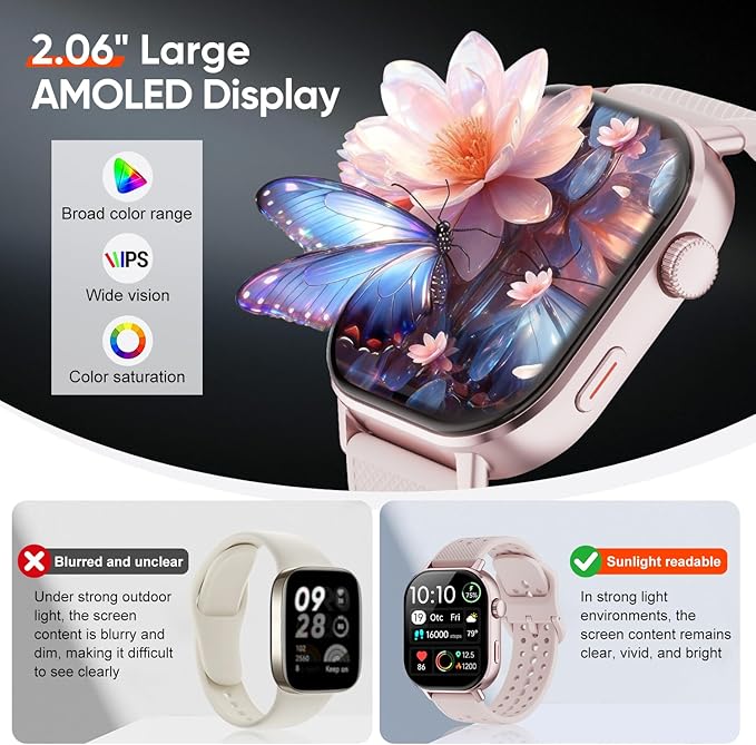 Smart Watch with 2 Bands: Step & Calorie Counter, Heart Rate & Oxygen Sensor, GPS Running, Swimming, Walking, Sports Tracker, Waterproof, Health Monitoring, Music & Call Alert Men Women iOS/Android