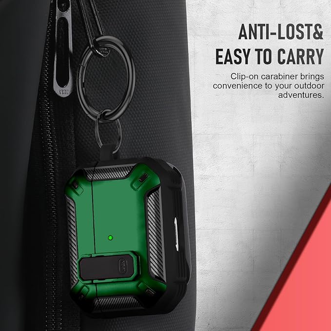 Maxjoy for AirPods Pro 3 Case (2025), Hard Shell Protective Cover Compatible with Airpods Pro 3rd Generation Case with Keychain Cleaner Kit for Men Women, Green