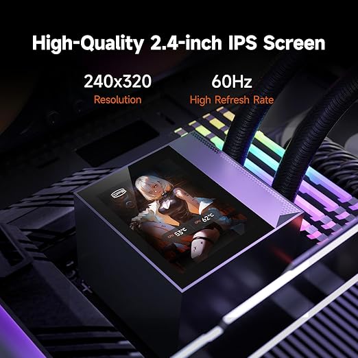 PCCOOLER CPU Cooler, 360mm AIO Liquid Cooling, High-Performance Pump, 2.4” IPS Display, CPS ARGB Water Cooling with Quiet F5 R120 Fans(DC360 White)