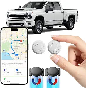 GPS Tracker for Vehicles, 2PCS Real Time Car Tracker Work with Find My (iOS Only), Mini Magnetic Tracker Device for Vehicles Cars Dogs Kids, No Monthly Fee, Waterproof GPS Tracker