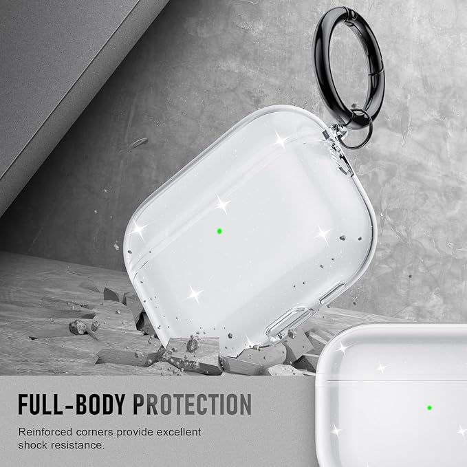 for AirPods Pro 3 Case (2025) with Cleaner Kit, Cute Soft Silicone Cover Compatible AirPods Pro 3rd Genera case with Keychain for Women Men with Keychain for Airpod Pro case(2025)-Glitter