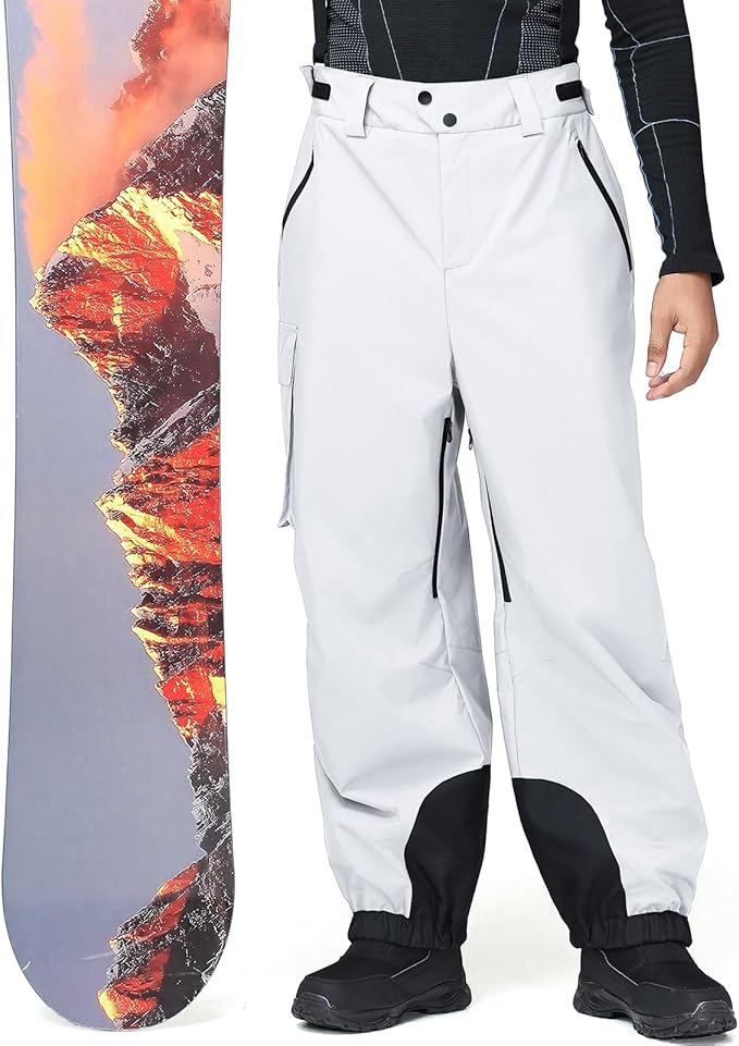 YEEFINE Mens Snow Ski Bibs Pants Baggy Snowboard Overall Insulated Windproof Waterproof Winter Warm Comfy Loose Ski Pants