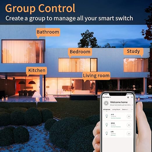 Smart Light Switch, Compatible with Alexa, Google Assistant, IFTTT, WiFi Light, Neutral Wire Required, Schedule Setting APP Remote Control, ETL, No Hub Required (2 Gang Smart Switch)