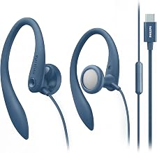 Philips USB-C Wired Earbuds with Microphone, Secure Fit Over-Ear Sport Earhooks, Deep Bass 15mm Drivers, in-Line Controls, Plug-and-Play USB-C Earphones, Wired Open Ear Headphones for Running & Gym - Image 1