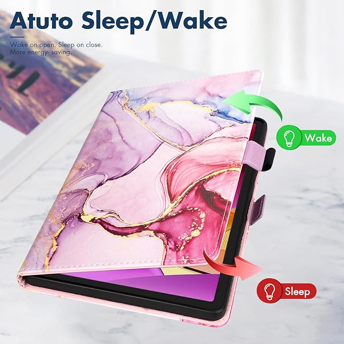 Dteck for Amazon Fire Max 11 Tablet Case - 11" (13th Gen) 2023, PU Leather Shell TPU Back Cover Folio Case with Auto Sleep Wake, Adjustable Viewing Angles, Cute Pink Marble