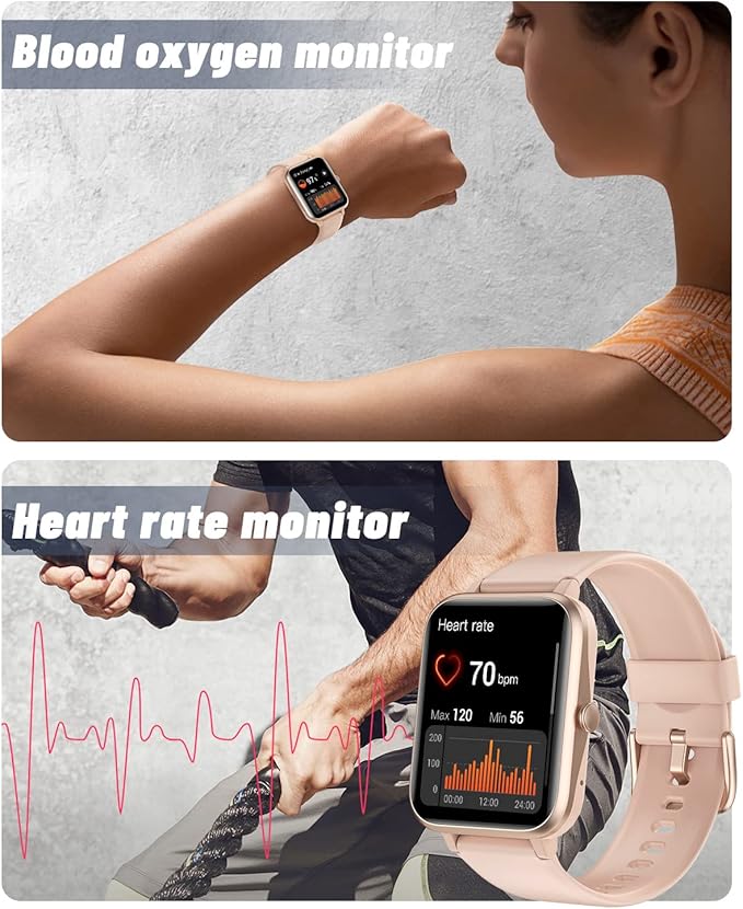 GRV Smart Watch for iOS and Android Phones (Answer/Make Calls), Watches for Women IP68 Waterproof Smartwatch Fitness Tracker Watch with Heart Rate/Sleep Monitor Steps Calories Counter (Pink)