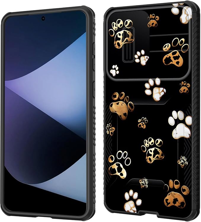 for Galaxy S25 Edge Case Built in Slide Camera Lens Cover,Heavy Duty Shockproof Protection Dual Layer Case for Samsung Galaxy S25 Edge 2025,Cute Dog Paw Prints