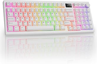 TECWARE Spectre 96% RGB Mechanical Gaming Keyboard | Customizable LCD Screen | Tri-Mode Wireless with Knob | Gasket Mount | South Face 5-Pin Hot-Swappable Sockets | White Candy Red Linear Switch - Image 1