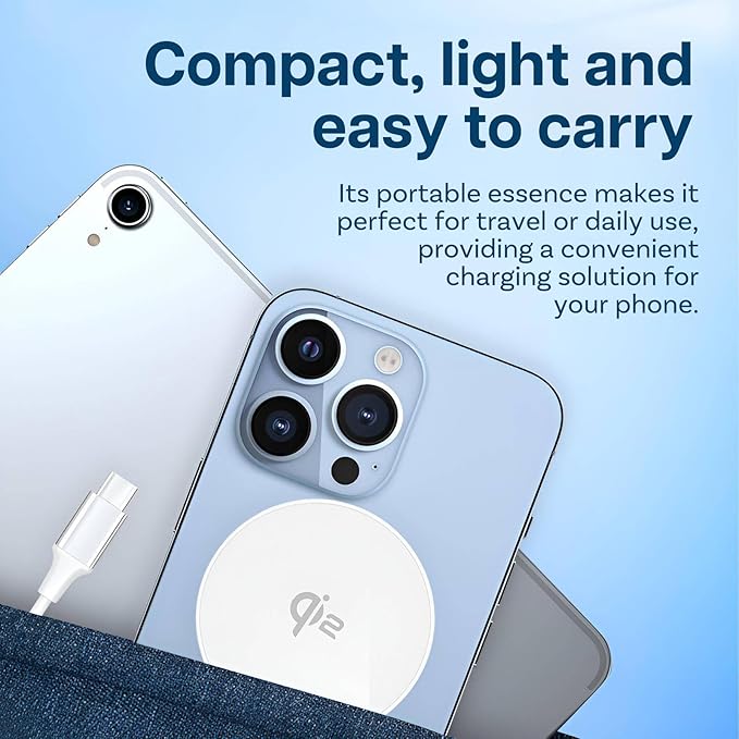 Qi2 Wireless Charger 15W – Magnetic Fast Charging Pad for iPhone, Samsung & AirPods