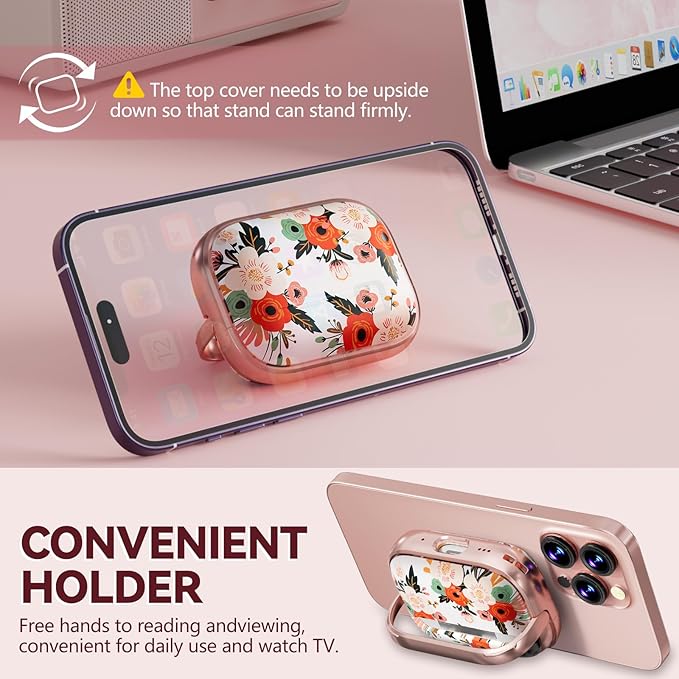 Inesore for AirPods Pro 2nd Generation Case Cover with Lock, Flowers Cute Air Pods Pro 2 Case Hard iPod Pro Cases for Women Girls with Cleaner Kit (2023 USB-C /2022/2019) -Black Gold Flower