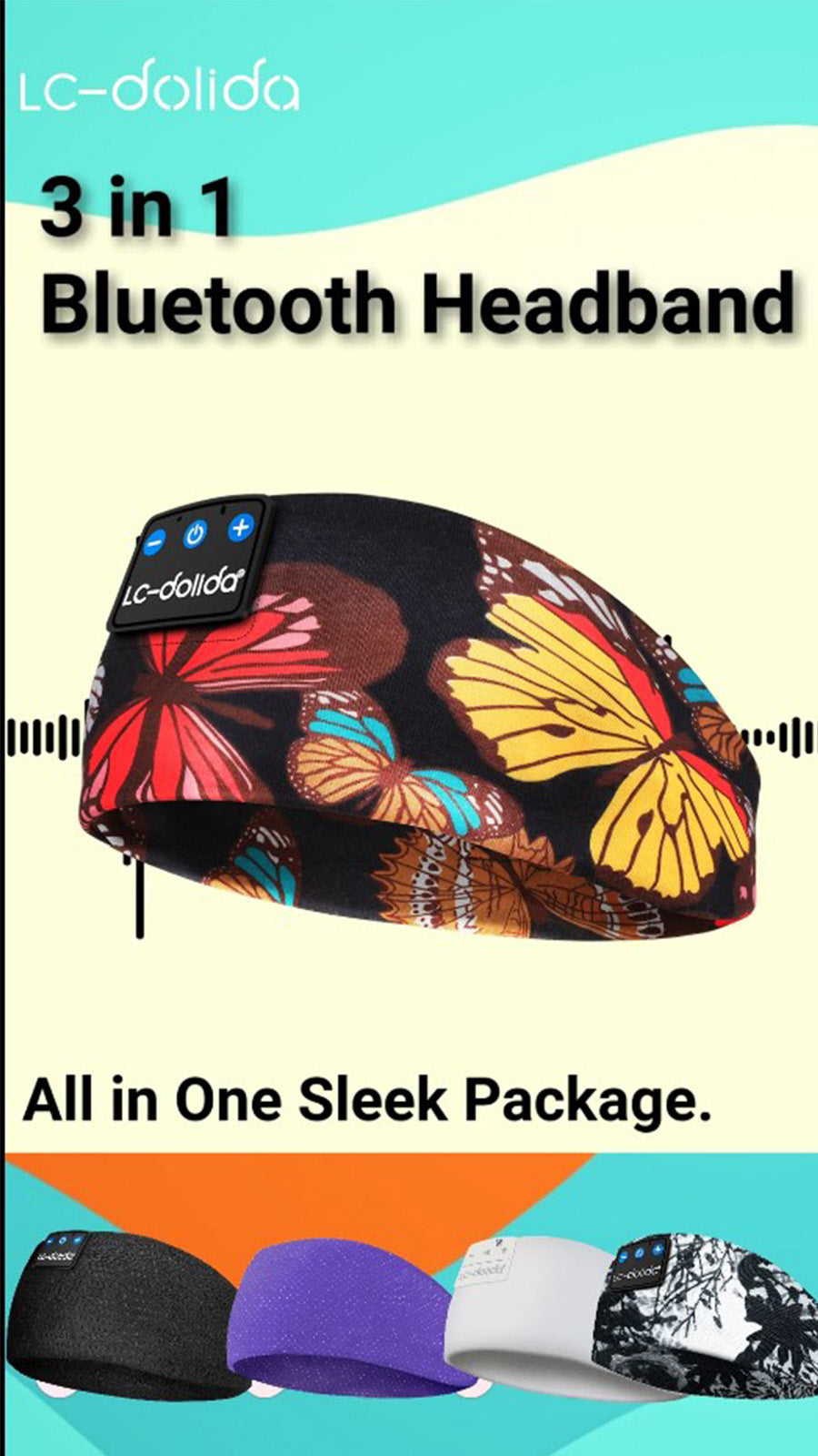 LC-dolida Sleep Headphones Headband Bluetooth 5.4, Headband Earphones Wireless with USB C Charge Port, Sleep Mask for Sleeping, Sports, Gifts, Workout, Jogging, Yoga, Insomnia, Air Travel, Meditation
