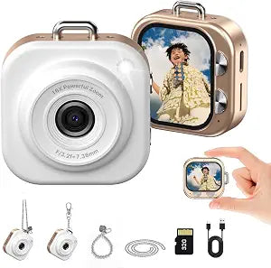 W & O Mini Keychain Camera,1080P Mini Digital Camera with 32GB Card