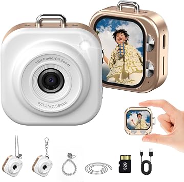 W & O Mini Keychain Camera,1080P Mini Digital Camera with 32GB Card
