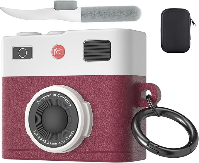 Valkit Compatible Airpods 3rd Generation Case Cover with Cleaner Kit, Cute Camera Design Airpods 3 Gen Case 2021 with Keychain Shockproof Soft Silicone Protective Case for Airpod 3rd Gen Charging Case