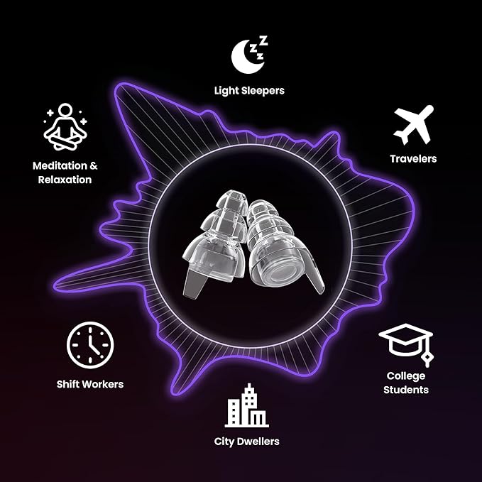 Eargasm All-Nighters Standard Earplugs - Sleep Ear Plugs with Sound-Stopping Inserts for Sleeping, Studying, Blocking Snoring - Reduce Noise While Sleeping, Improve Focus for Studying & More