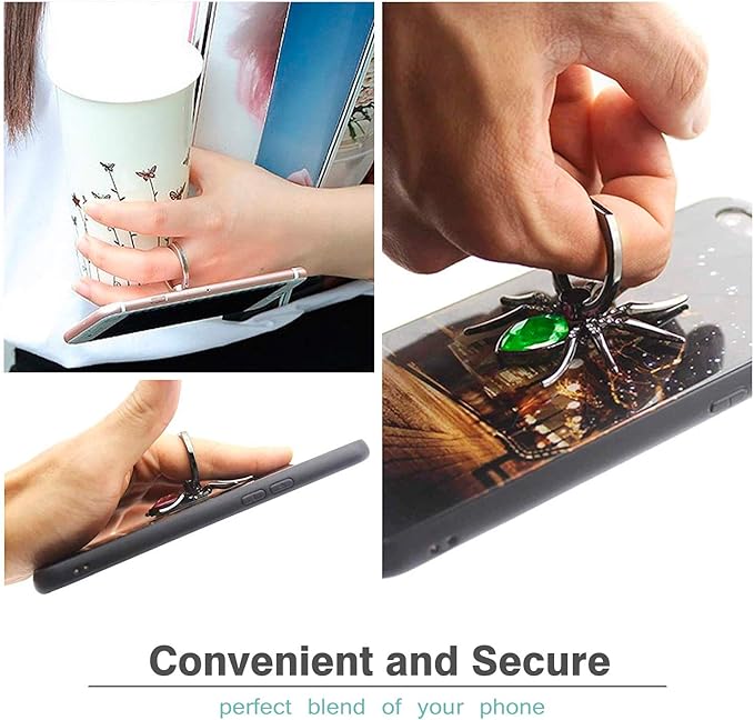 Allengel Spider Phone Ring Holder Stand, Animal Phone Ring Finger Grip Rhinestone Phone Kickstand for All Smartphone - Green