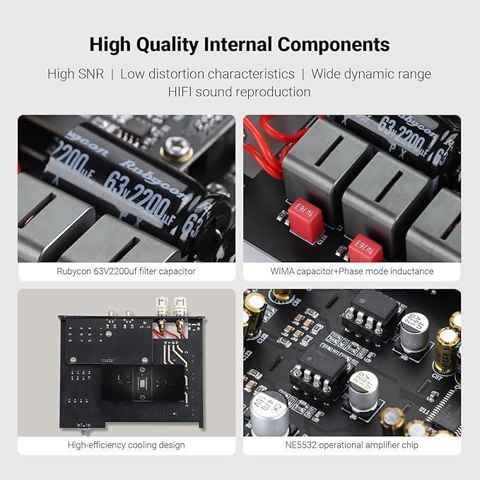 AIYIMA A80 Bluetooth Stereo Amplifier DAC HiFi Home Audio Component TPA3255 with PFFB,2 Channel Hi-Res Class D Power Amp | PC-USB COA Opt Inputs,Digital VU Meter | Pre-Out | TRS Balanced Input |Tone