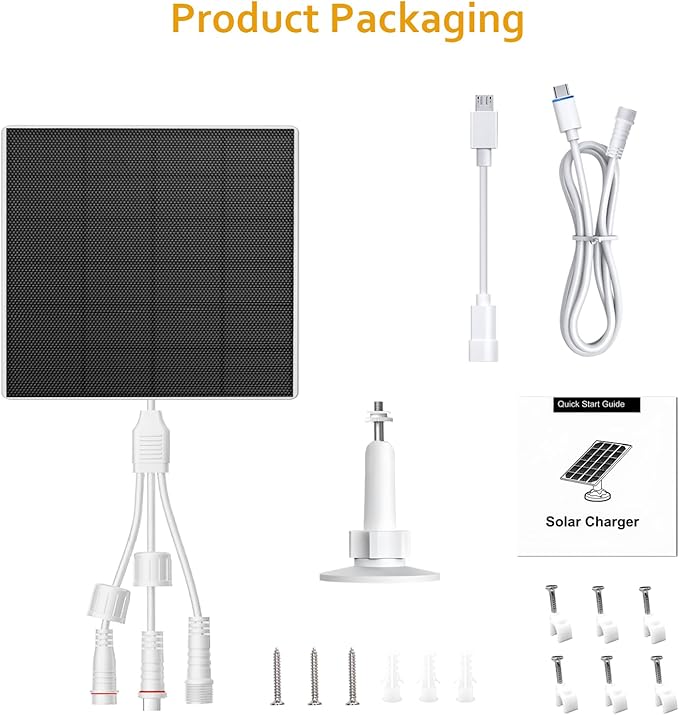 Zivif 10W Solar Panel for Security & Trail Cameras, 10400mAh Built-in Battery, 5V Outdoor Solar Charger with USB-C Cable, Micro-USB Adapter Plug, IP66 Waterproof, 360° Adjustable Mount