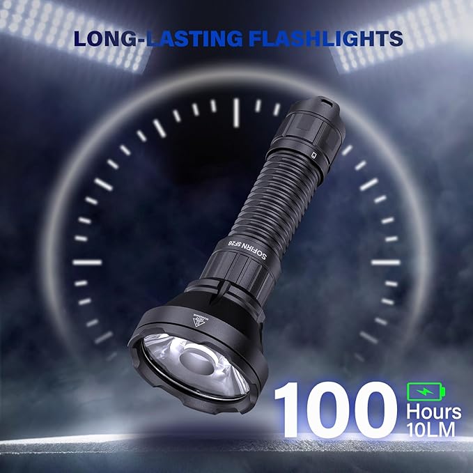 Sofirn Tactical Flashlight 2000 Lumens, 3162 Feet Beam Long Throw, Long Runtime, Hidden Type-C Port, Dual Tail Switch, Rechargeable Zoomable Light for Hunting/Camping/Emergencies, IPX8 Waterproof
