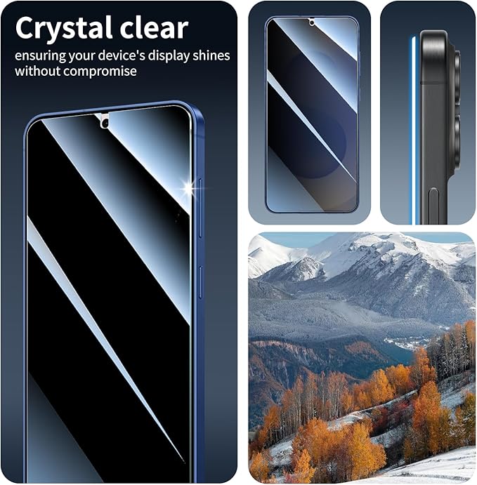 3*Privacy Screen Protector for Samsung Galaxy S24+/S24 Plus/S25+/S25 Plus with a Installation Alignment Aid, Anti-Spy Tempered Glass Film, Private Black Protection, [Shatterproof][ Shockproof]