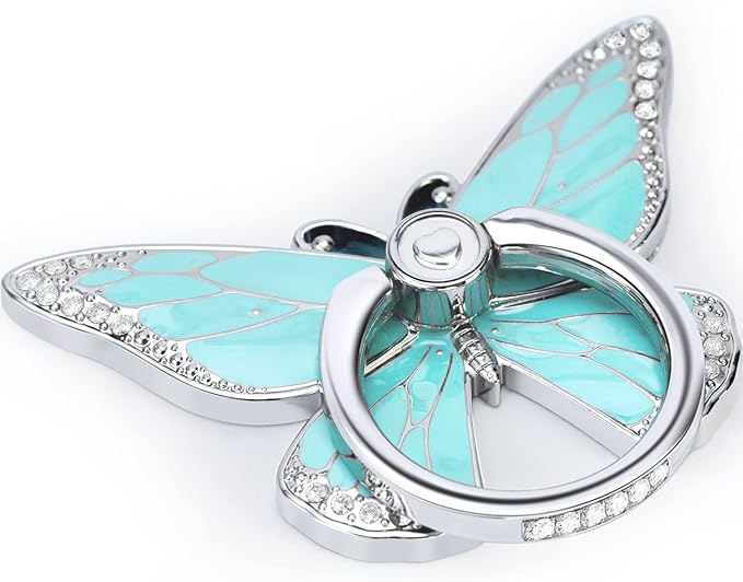 Butterfly Cell Phone Ring Grip Holder, 360 Degrees Rotation Phone Ring Grip Stand, Metal Finger Kickstand Compatible with iPhone, Samsung Galaxy, Android Phone