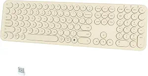Quiet Wireless Keyboard, Round Keycaps, Low Profile Slim Design (Khaki)