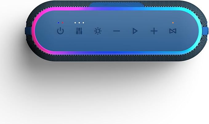 AT&T Essentials 40W Portable Bluetooth Speaker – IPX6 Waterproof, Wireless Dual Pairing, 15H Playtime, Removable Strap/Handle – Home/Kitchen/Outdoor Use (Blue)