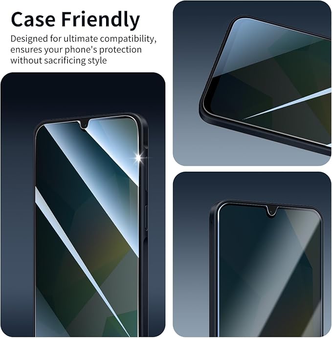 Privacy Screen & Camera Lens Protector for Samsung Galaxy A16, Double Shatterproof Anti-Spy Tempered Glass, Private Black Protection, 9H Hardness Anti-Scratch Case-Friendly, 3 Pack Each