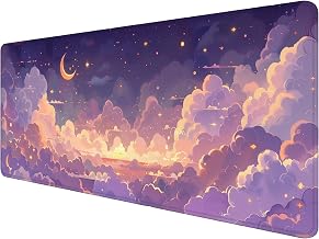 Cute Gaming Mouse Pad Desk Pad Kawaii Pink Purple Gold Clouds Mousepad XL Large Gaming Mouse Pad Laptop Keyboard Mat Desk Pad Office Home Decor for Women Girl 31.5"x11.8" - Image 1