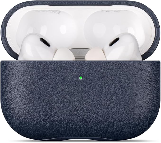 LOPIE Leather Case for AirPods Pro 2 - Handmade AirPods Pro 2nd Generation Case Cover with Lanyard - Made of Full Grain Leather - Drop Protection Hard Shell Cover - Wireless Charging Compatible - Blue