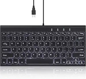 Perixx PERIBOARD-429 Wired Mini Backlit Keyboard - Thin and Silent Scissor Keys - White Backlight Color - US English