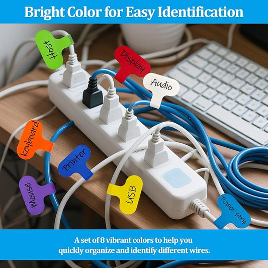 Cable Cord Labels 32-Pack - Reusable Wire Tags for Cable Management | Techloop Living
