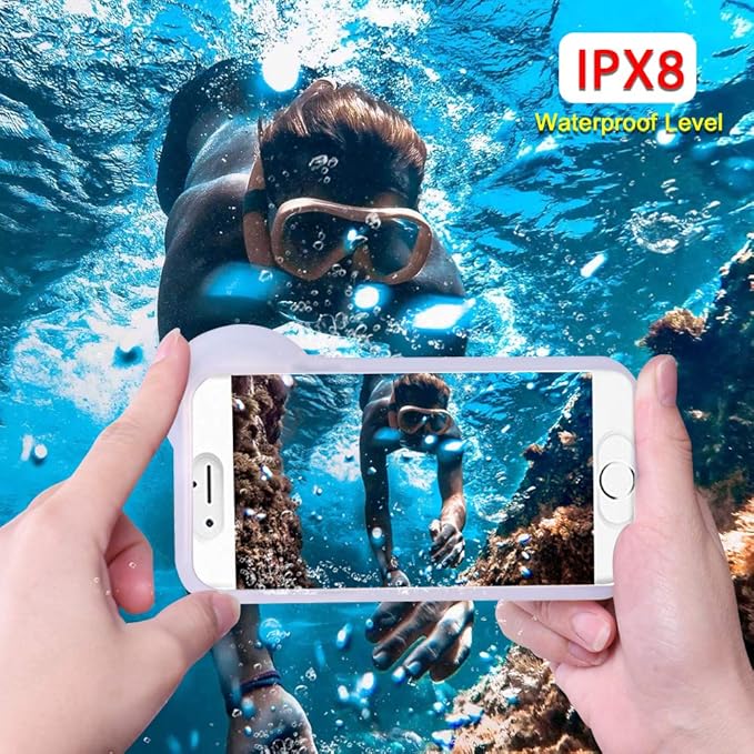 Underwater Photography Waterproof Phone Case Pouch Compatible iPhone XSMAX Enhanced Underwater Cell Phone Dry Bag Camera O Lens Protector with Armband Ring Full Sealed Waterproof Case IPX8 Certified