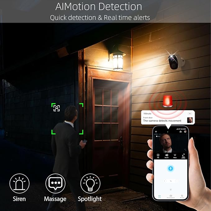 4pcs Solar Security Camera Wireless Outdoor, 2K WiFi Outdoor Camera for Home Security with Solar Panel, 24/7 Recording,AI Motion Detection,Color Night Vision, IP65 Waterproof, 2 Way Audio,SD/Cloud