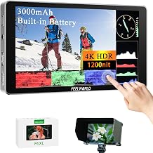 FEELWORLD P6XL 6 Inch Camera Monitor, 1200nit IPS Touch Screen 1920x1080 Built-in 3000mAh Battery Camera Field Monitor with Sunshade, Video Assist HDR Waveform Focus Peaking 3D LUT 4K HDMI - Image 1