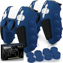 SIKEMAY Anti-Slip PS5 Controller Skin, Soft Thicken Non-Slip Studded Silicone Gel Grip Protective Cover Case for PlayStation 5 Controller Grip, 2 Pack with 8 x Thumb Grip Caps - Image 1