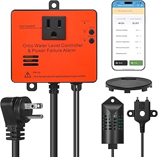 Ortis WiFi Power Failure & Water Leak Alarm, Real-Time Monitoring of Water Level, Temperature & Humidity, 110dB Siren with Flashing Light, APP Alerts, Ideal for Laundry Rooms & Basements