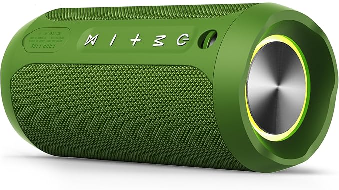 EDUPLINK Bluetooth Speaker IPX7 Waterproof Wireless Speaker with Bass 20H Playtime TWS Stereo Pairing Portable Outdoor Speakers for Beach Camping Travel Gifts for Men Women Girls Boys Teens Green