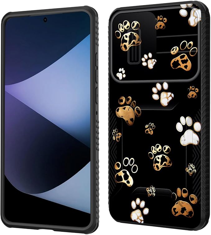 for Galaxy A36 5G/A56 5G Case Built in Slide Camera Lens Cover,Heavy Duty Shockproof Protection Dual Layer Case for Samsung Galaxy A36 5G/A56 5G 6.7" 2025,Cute Dog Paw Prints