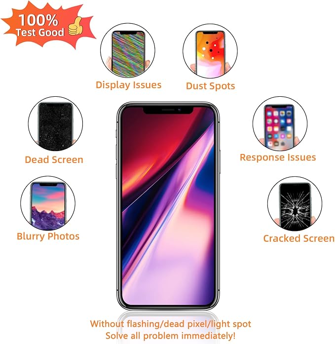 for iPhone 11 Pro Screen Replacement, 5.8 inch LCD Display Frame Assembly 3D Touch Screen for A2160, A2217, A2215 with Repair Tool Kit + Waterproof Frame Adhesive Sticker + Tempered Glass