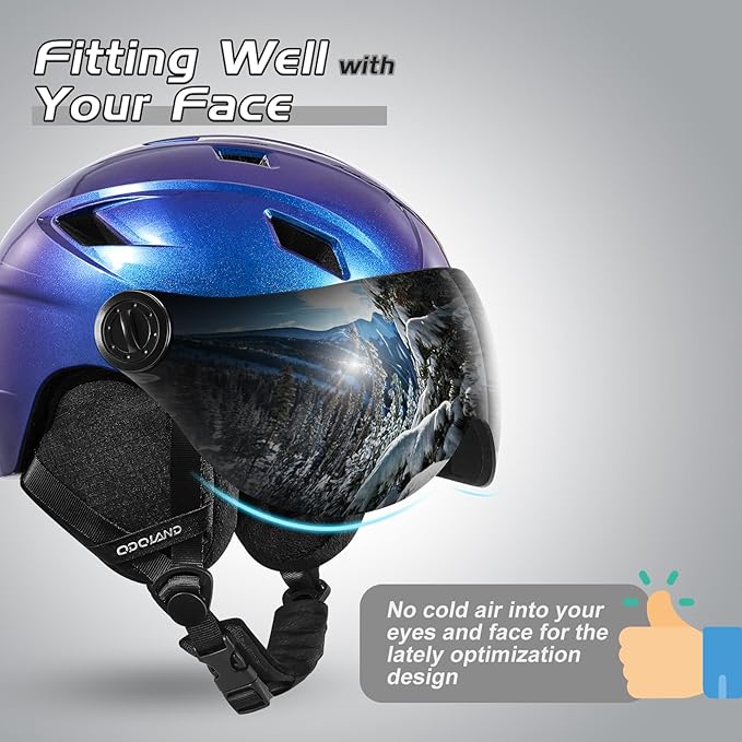 Odoland Ski Helmet with 2-in-1 Visor Goggles, Light Weight Snowboard Helmet for Men Women, Snow Sport Helmets for Skiing, Skating, Snowboarding