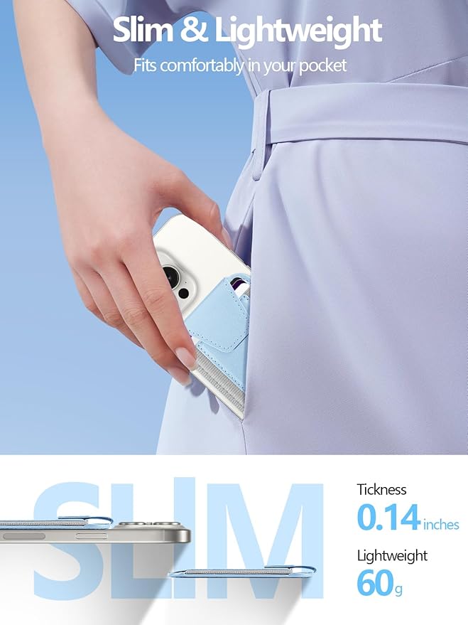 Miroddi for MagSafe Wallet with Privacy Flap, Strongest Magnetic Card Holder for iPhone 17, iPhone 16/15/14/13/12 Series, Leather Magnetic Phone Wallet, RFID Blocking, Fit 7 Cards, White Ice