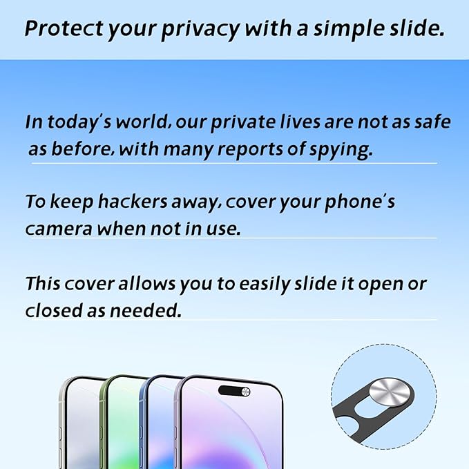 Front Camera Cover,Camera Covers Compatible with iPhone 17/17 Air / 17 Pro/ 17 Pro Max,Privacy Protection Slide, 2 Pack-Silver