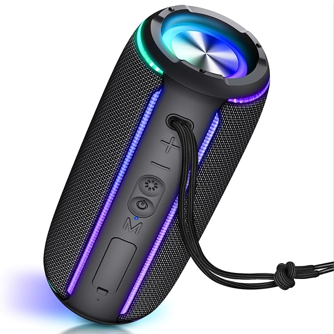 INFURTURE Portable Bluetooth Speaker with Powerful Sound, RGB Lights, Bluetooth Speaker for Home/Party/Outdoor, TWS Pairing, 15H Playtime, Gifts for Teens/Men/Women